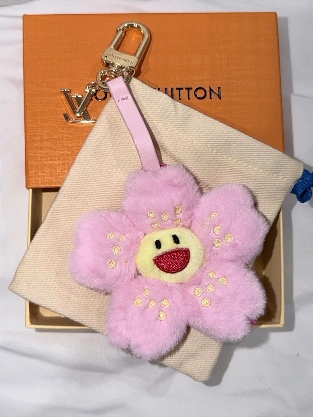 Fashion Pink Flower Fur Bag Charm/Keychain